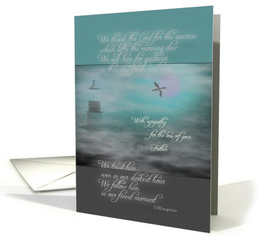Sympathy, Father, Lighthouse in Mist, Sunrise With Duck Flight card