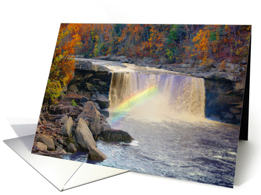Blank Note Card, Cumberland Falls in Autumn, Rainbow card (878024)