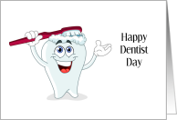 National Dentist Day Happy Tooth All Smiles Red Toothbrush card