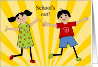 School is Out Kids Colorful Illustration card