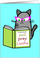 Book Club Invitation - Funny Cat Reading Book card