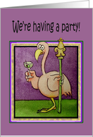 Pink Flamingo Bird Card Party Invitation Mardi Gras Colors Card