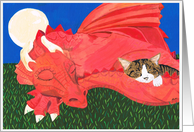 Chinese New Year, red dragon and kitten card
