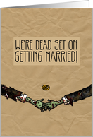 Gay Zombie themed Engagement Announcement card