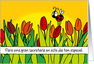 Feliz Da de la Secretaria - tulipn y mariquita card