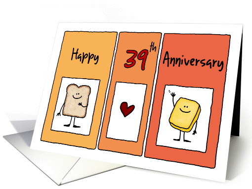 Happy 39th Anniversary - Butter Half card (1228740)