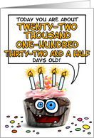 Happy Birthday 60 Years Old Crazy Cupcake Funny Days Old Math card
