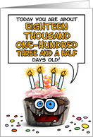 Happy Birthday 49 Years Old Crazy Cupcake Funny Days Old Math card