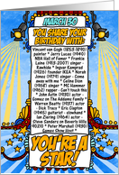 you share your birthday with - march 30 card