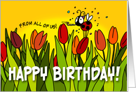 Happy Birthday tulips - from all of us card