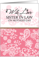 Sister-in-Law - pink mendhi - With Love on Mother’s Day card