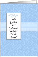 Blue Memorial Invitation - Celebrate a Life Well Lived card