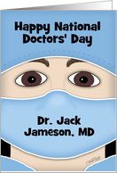 Personalized Happy National Doctors’ Day Male Face in Doctor’s Attire card