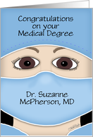 Personalized Congratulations on Medical Degree for Female Face Mask card