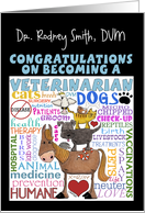 Personalized Congratulations on Becoming a Veterinarian Vet Terms card
