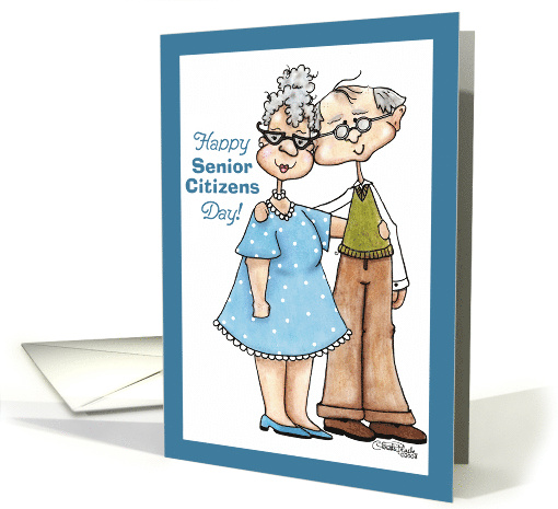 Happy Senior Citizens Day Elderly Man and Woman card (1146580)