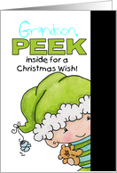 Christmas Customizable for Grandson Peeking Elf card