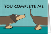 Happy Anniversary to Husband Complete Me Two Halves of One Dachshund card