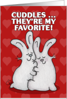 Love and Romance Cuddling Bunnies and Heart Pattern card