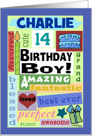 Happy Birthday Name and Age Specific Charlie 14 Good Word Subway Art card