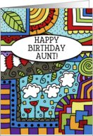 Happy Birthday for Aunt-Zen, tangle, doodle, Colorful Pattern card