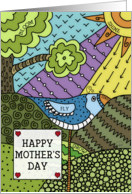 Happy Mother’s Day Bird and Nature Doodle Pattern card