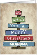 Customizable Merry Christmas for Grandma Plank Tree card