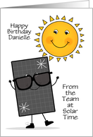 Solar Panel and Sun Characters Happy Birthday to Solar Rep Customized card