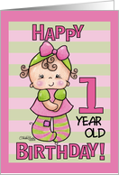 Striped Tights 1st Birthday for Little Girl card