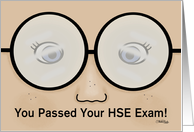 Congratulations Passed High School Equivalency Exam, Face with Glasses card