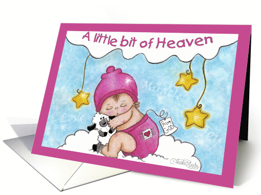 Baby Adoption Announcement Girl A Little Bit of Heaven card (562883)
