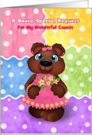 Custom Bear Cub with Flowers Flower Girl Invitation card