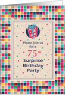 75th Surprise Birthday Party Invitations Colorful card
