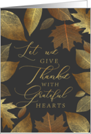 Let Us Give Thanks Golden Leaves Thanksgiving Dinner Invitation card