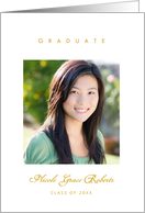 Graduation Announcement Gold and White Minimalist Photo Daughter card