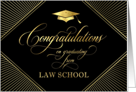 Law School Graduation Congratulations Elegant Art Deco Gold on Black card