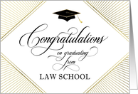 Law School Graduation Congratulations Elegant Art Deco Gold on White card