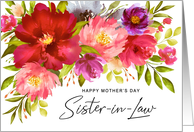 Happy Mother’s Day Sister in Law Watercolor Spring Garden Flowers card