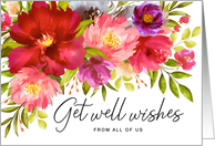 Get Well Wishes from All of Us Watercolor Spring Garden Flowers card