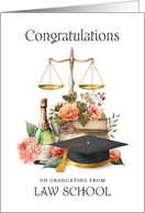 Law School Graduation Congratulations Gold Scales of Justice card