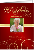 90th Birthday Party Invite Elegant Red and Gold card
