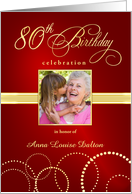 80th Birthday Party Invite Elegant Red and Gold card