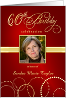 60th Birthday Party Invite Elegant Red and Gold card