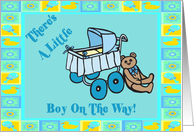 Teddy Bear Baby Boy Announcement card