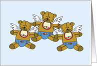 Teddy Bear Angel Triplets Adoption Announcement Card