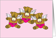 Teddy Bear Angel Triplet Girls Adoption Announcement Card