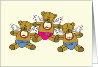 Teddy Bear Angel Triplet Adoption Announcement Card