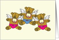 Cute Angels Triplet Adoption Announcement Card