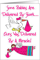 Miracle Baby Girl Adoption Announcement Card