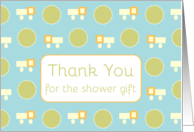 Thank You Shower Gift Baby Boy Trucks Green Dots card